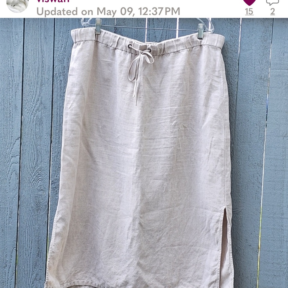Eileen Fisher Natural Linen Midi Skirt XL